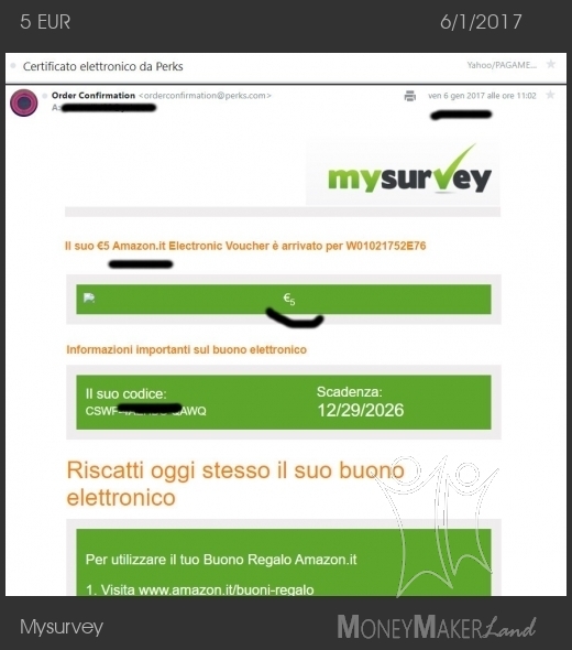 Pagamento 334 per Mysurvey