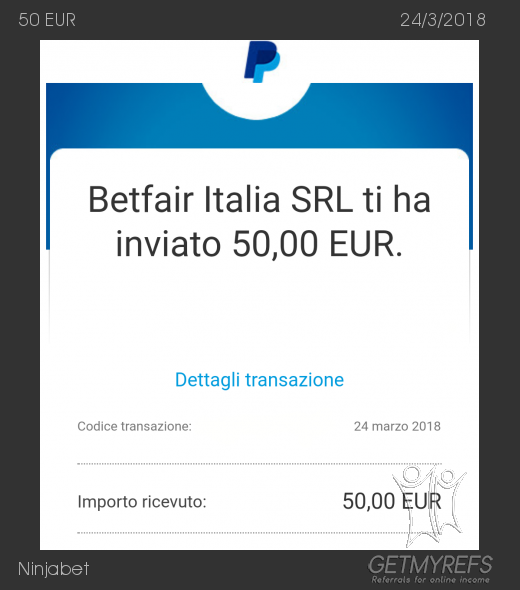 Payment 50 for Ninjabet