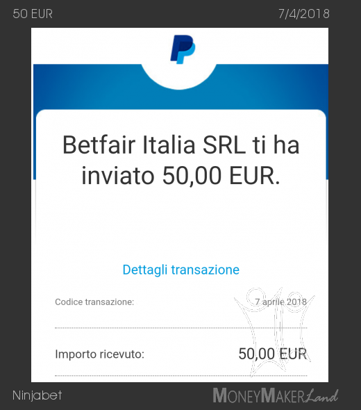 Payment 57 for Ninjabet