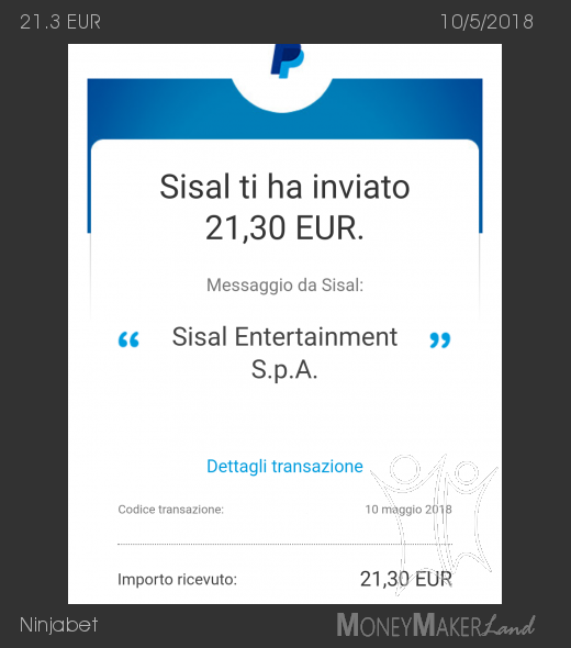 Payment 65 for Ninjabet