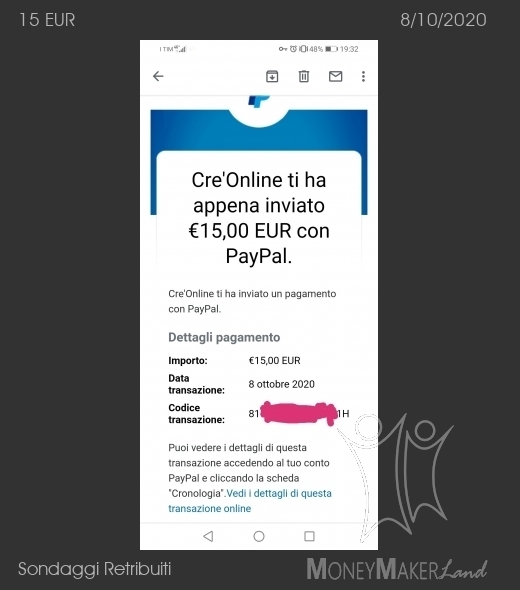 Payment 1 for Sondaggi Retribuiti