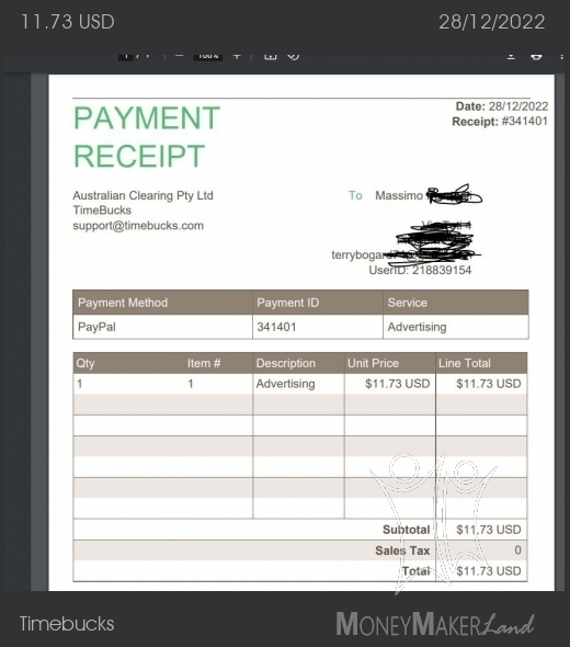 Payment 142 for Timebucks