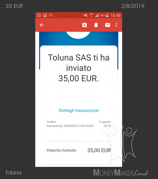 Payment 125 for Toluna