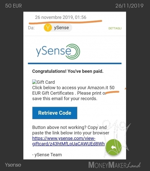 Payment 2535 for Ysense