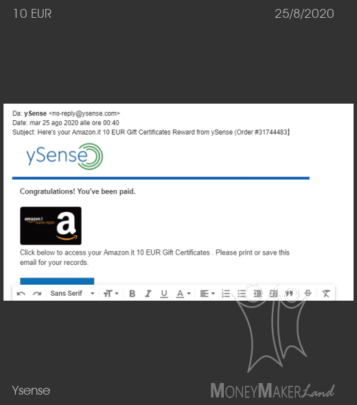 Payment 2712 for Ysense