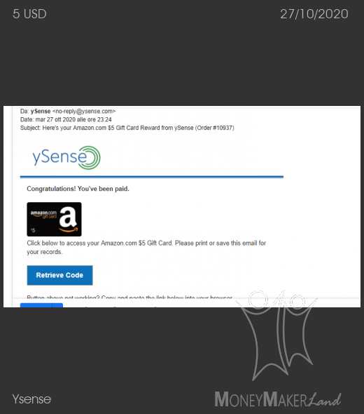 Payment 2736 for Ysense