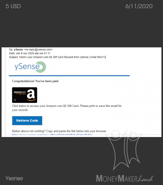 Payment 2740 for Ysense