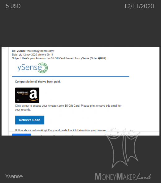 Payment 2742 for Ysense