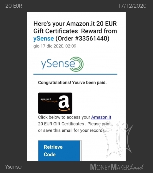 Payment 2765 for Ysense