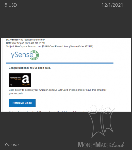 Payment 2770 for Ysense