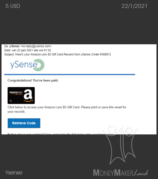 Payment 2772 for Ysense