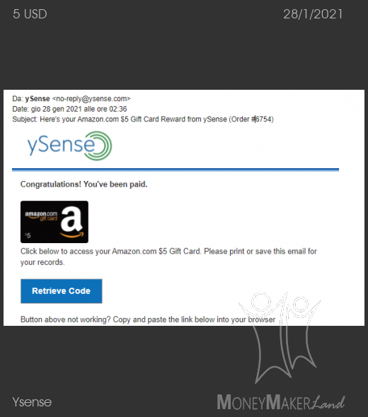 Payment 2774 for Ysense