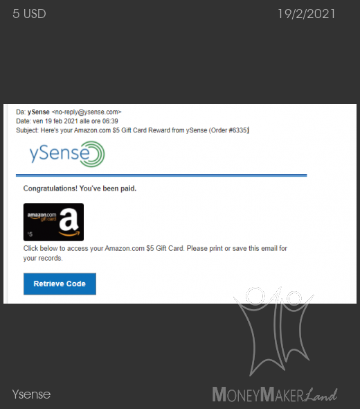 Payment 2779 for Ysense