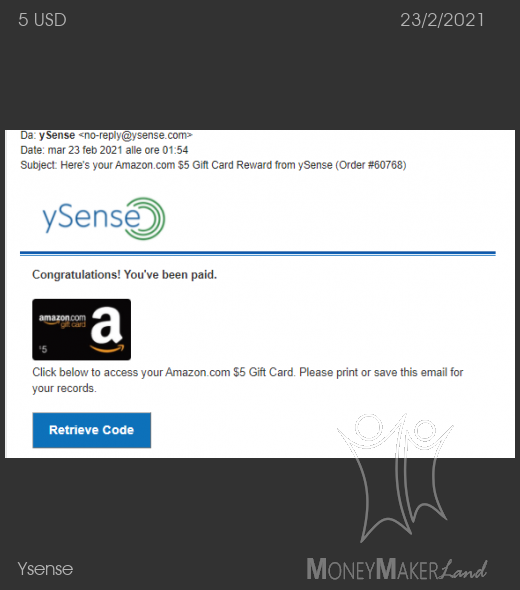 Payment 2781 for Ysense