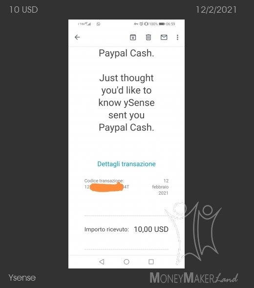 Payment 2782 for Ysense