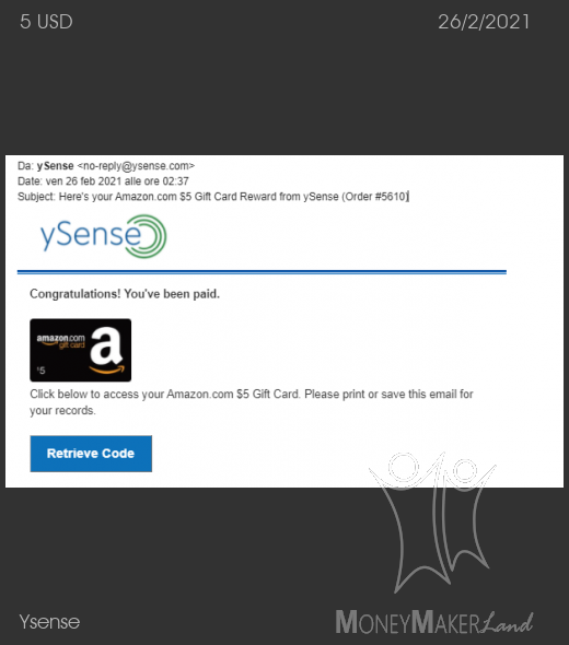 Payment 2783 for Ysense