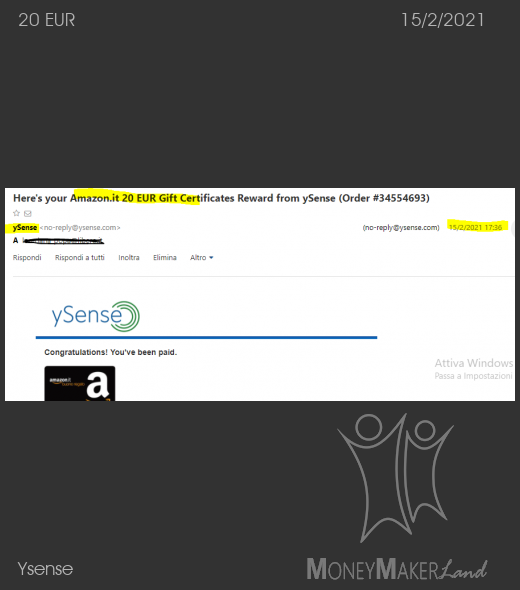 Payment 2785 for Ysense