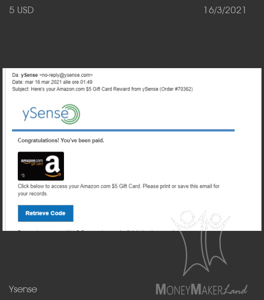 Payment 2790 for Ysense