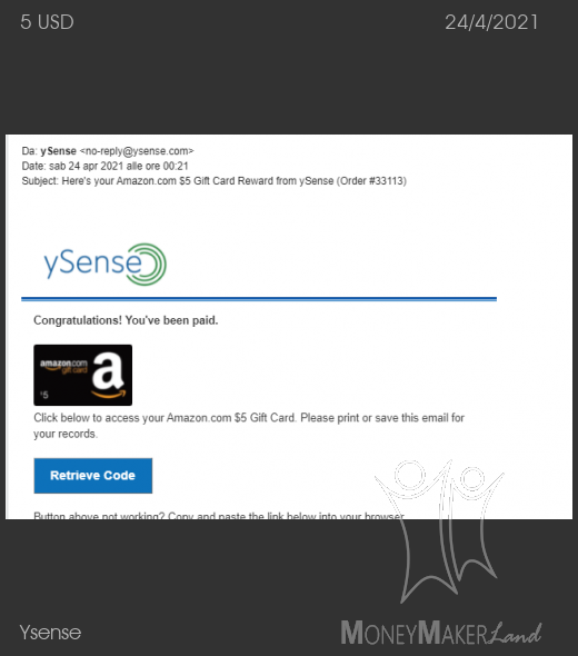 Payment 2806 for Ysense