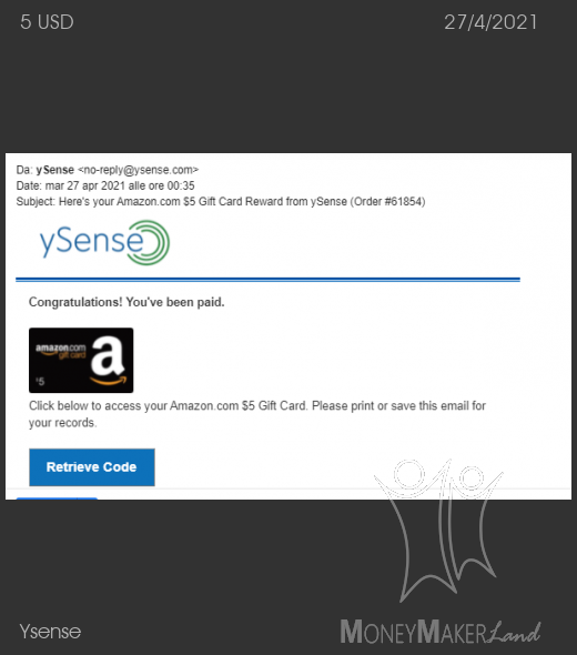 Payment 2807 for Ysense