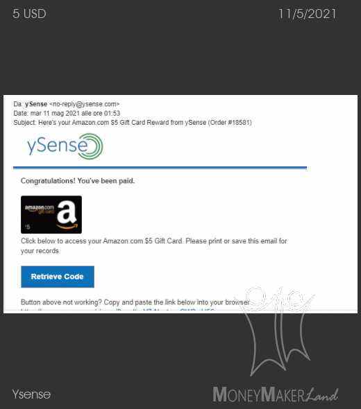 Payment 2813 for Ysense