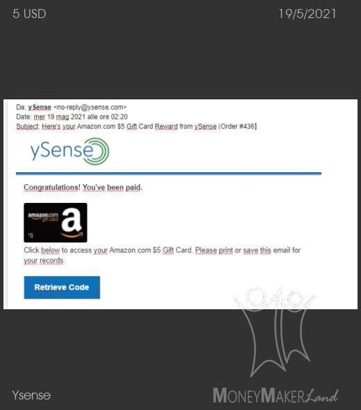 Payment 2818 for Ysense