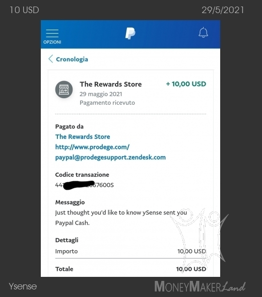 Payment 2825 for Ysense