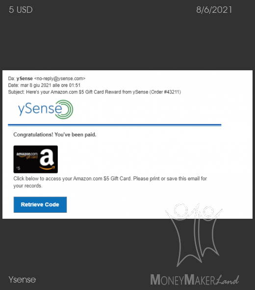 Payment 2833 for Ysense