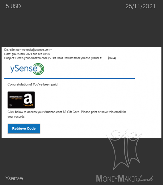 Payment 2822 for Ysense