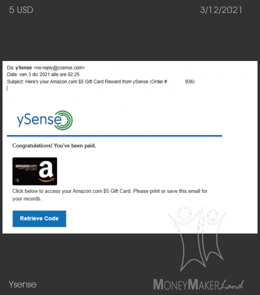 Payment 2823 for Ysense