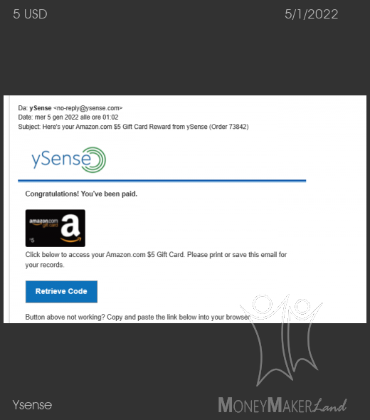 Payment 2829 for Ysense