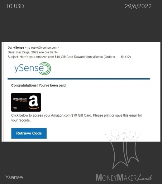 Payment 2825 for Ysense