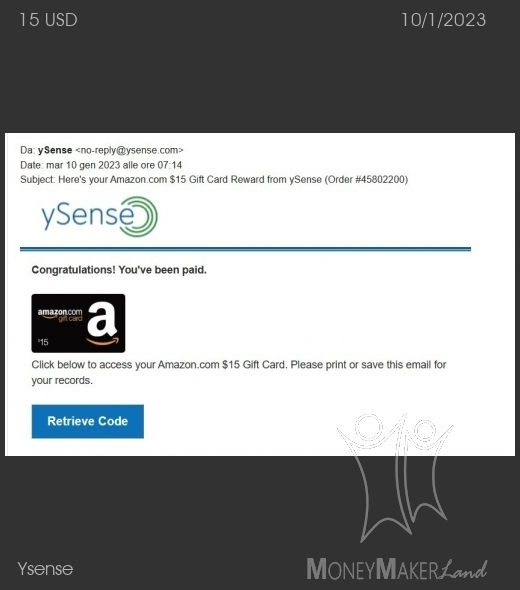 Payment 2841 for Ysense