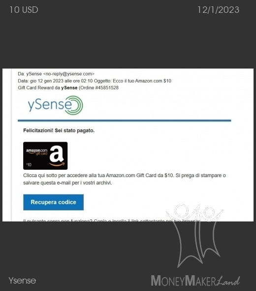 Payment 2842 for Ysense