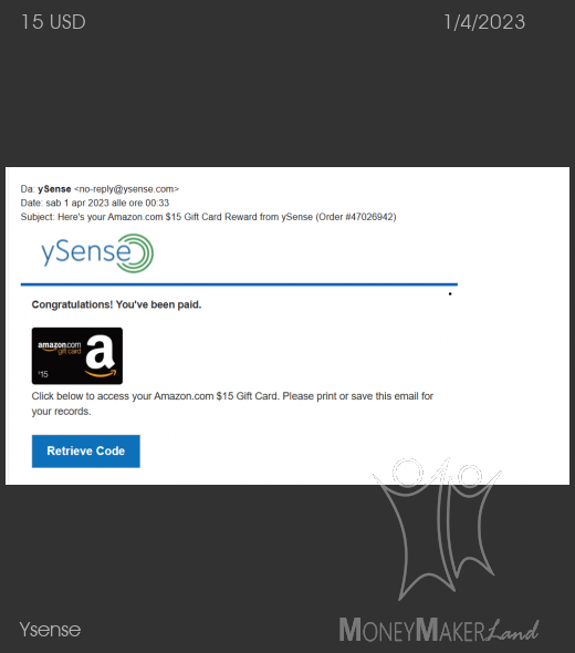 Payment 2854 for Ysense