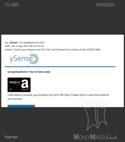 Payment 2858 for Ysense