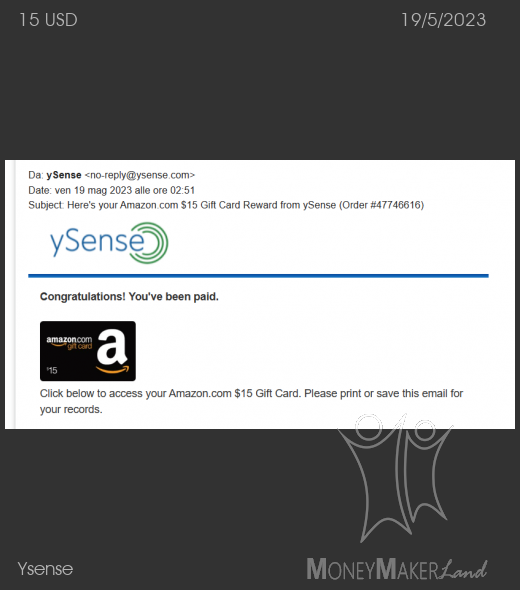 Payment 2860 for Ysense