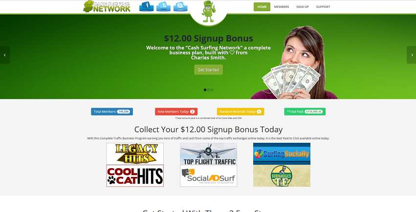 How to make money online e how to get free referrals with Cash Surfing Network