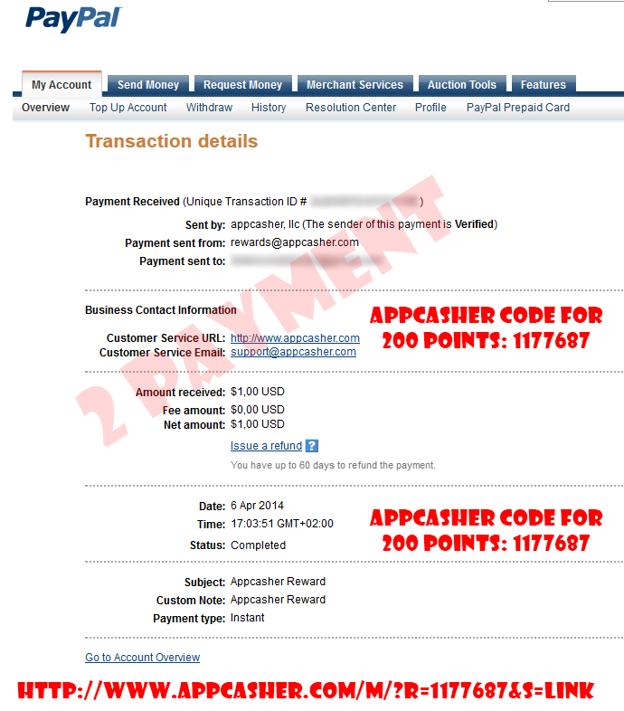 Payment 2 for Appcasher