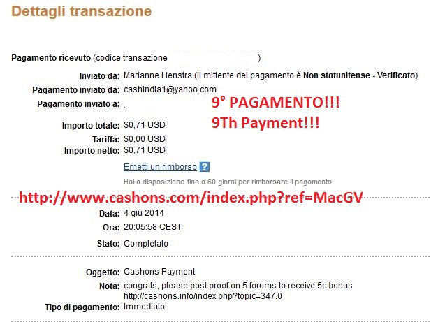 Payment 12 for Cashons