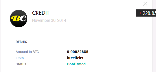 Payment 10 for Btc Clicks