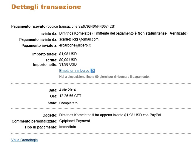 Pagamento 5 per Gptplanet