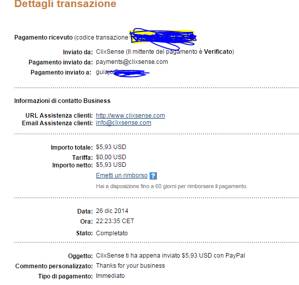 Payment 263 for Ysense