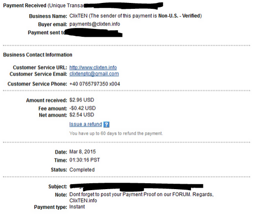 Payment 8 for Clixten