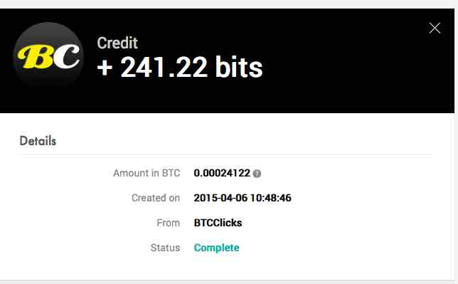 Payment 21 for Btc Clicks