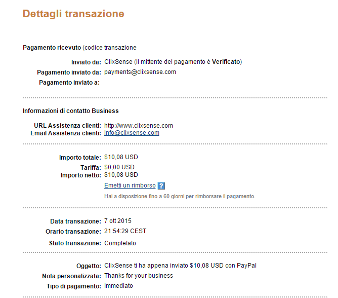 Payment 837 for Ysense