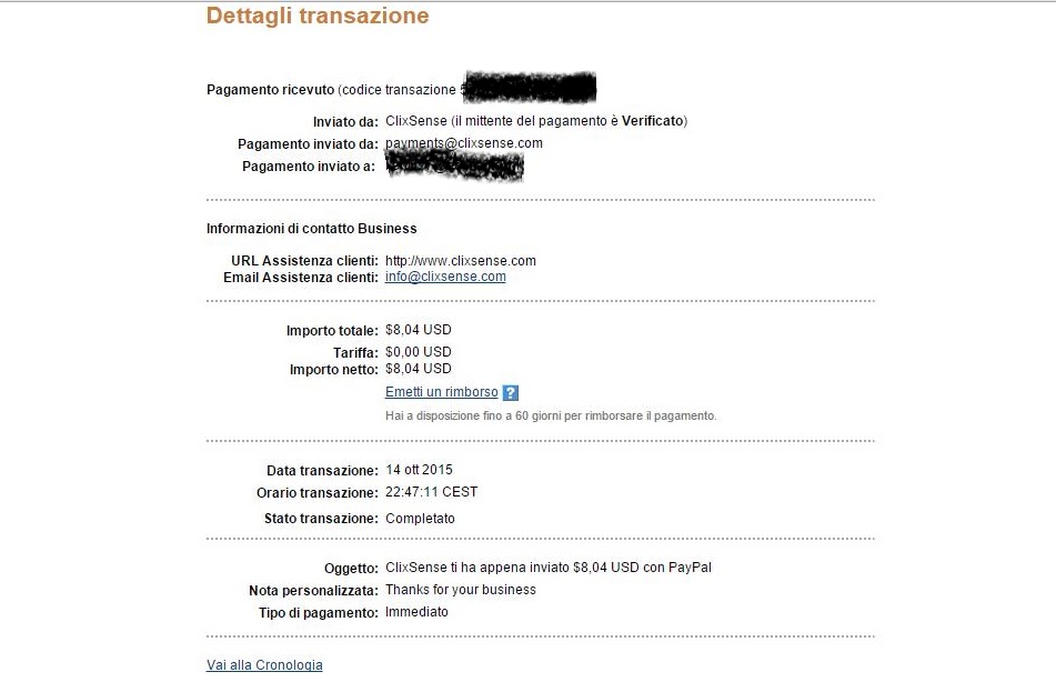 Payment 850 for Ysense