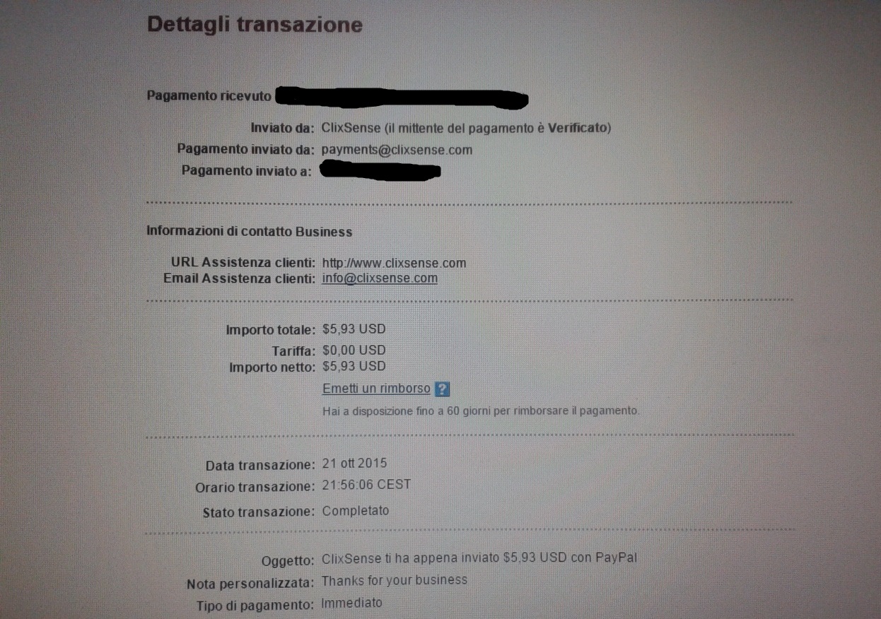 Payment 867 for Ysense