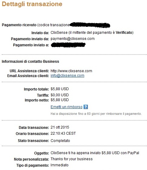 Payment 868 for Ysense