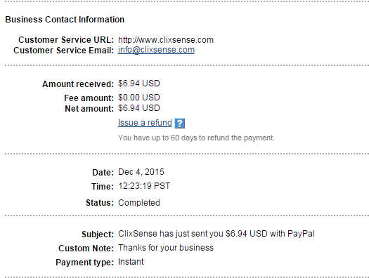 Payment 984 for Ysense